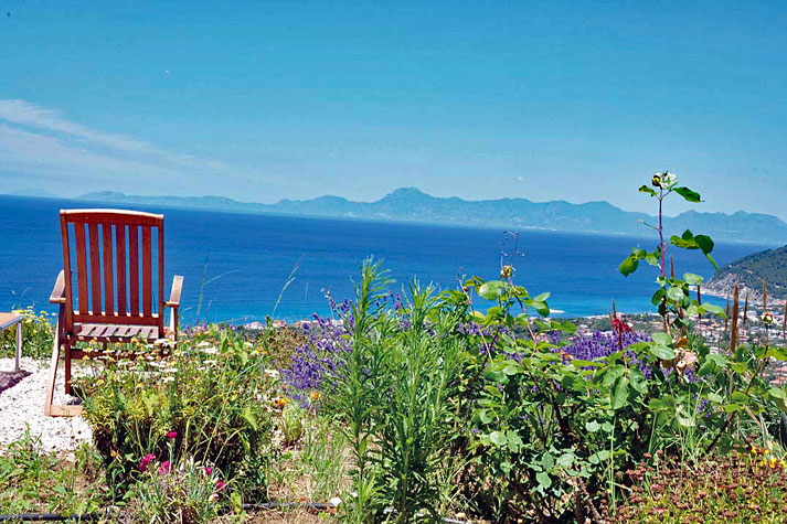 Ferienwohnung Casa Luce, Panoramablick von der Terrasse aufs Meer