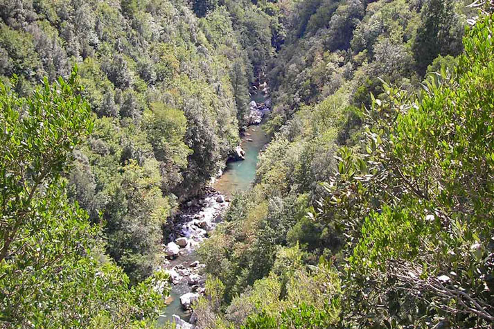 Blick von oben in die Caloreschlucht