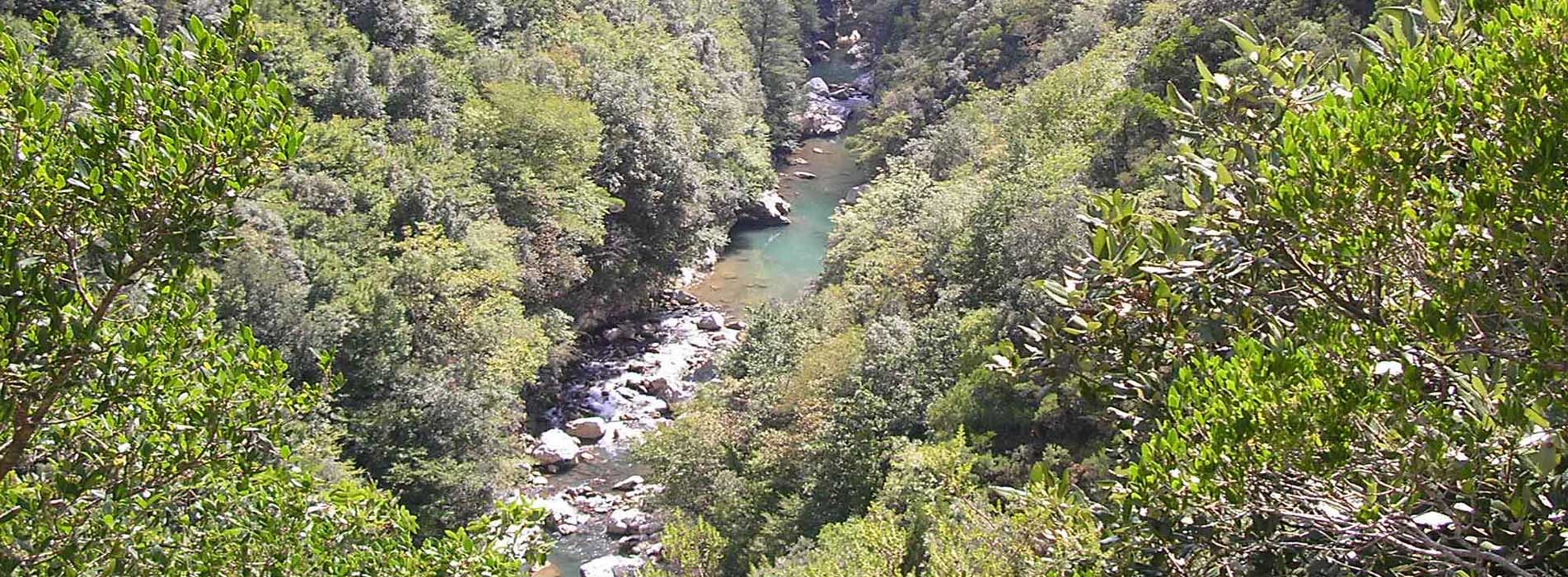 Blick von oben in die Caloreschlucht