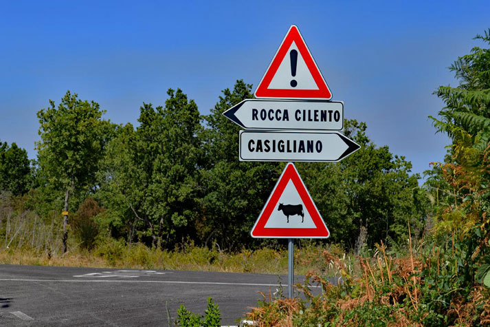 Hinweisschilder für Orte im Cilento